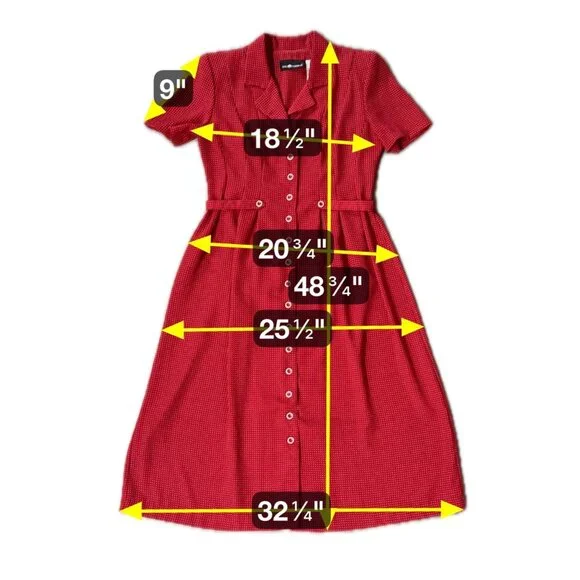 Vintage Dress Sag Harbor Red Polka Dot Short Sleeve Button Down Size 8 Business - Picture 7 of 8